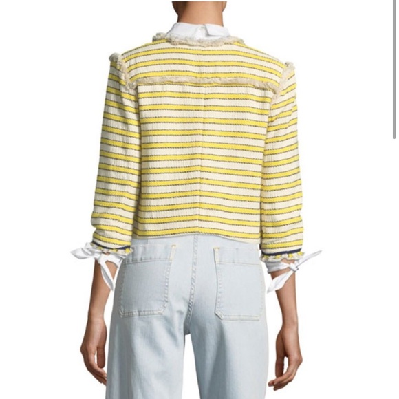 Veronica Beard Talie Striped Off White Tweed Blazer - Picture 2 of 11